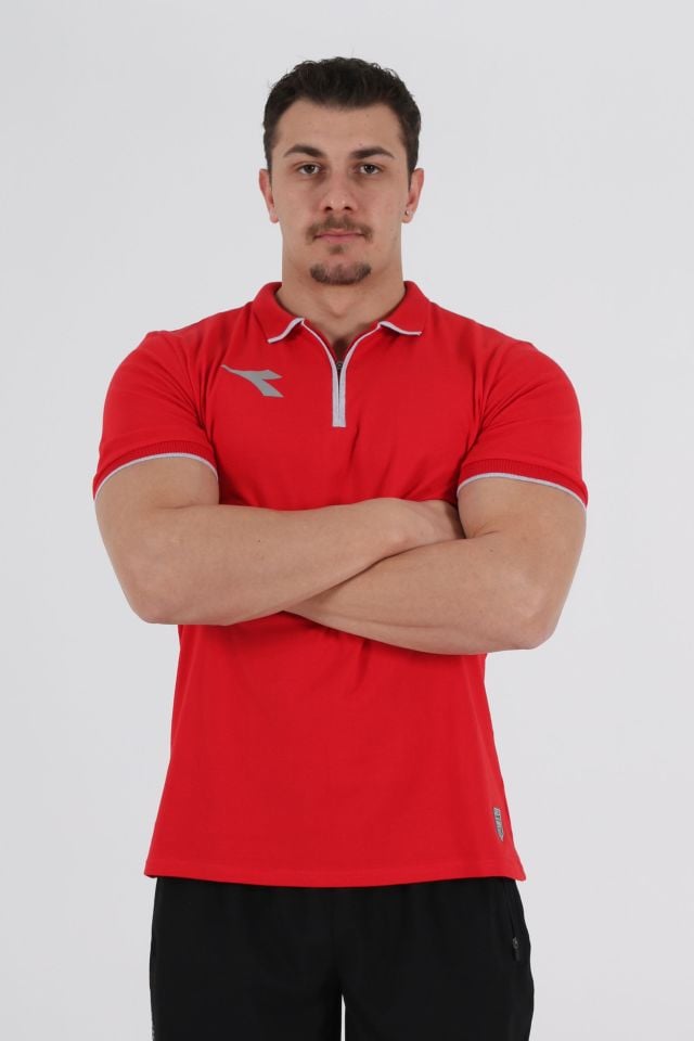 Satürn Pamuklu Kamp Tişört Kırmızı