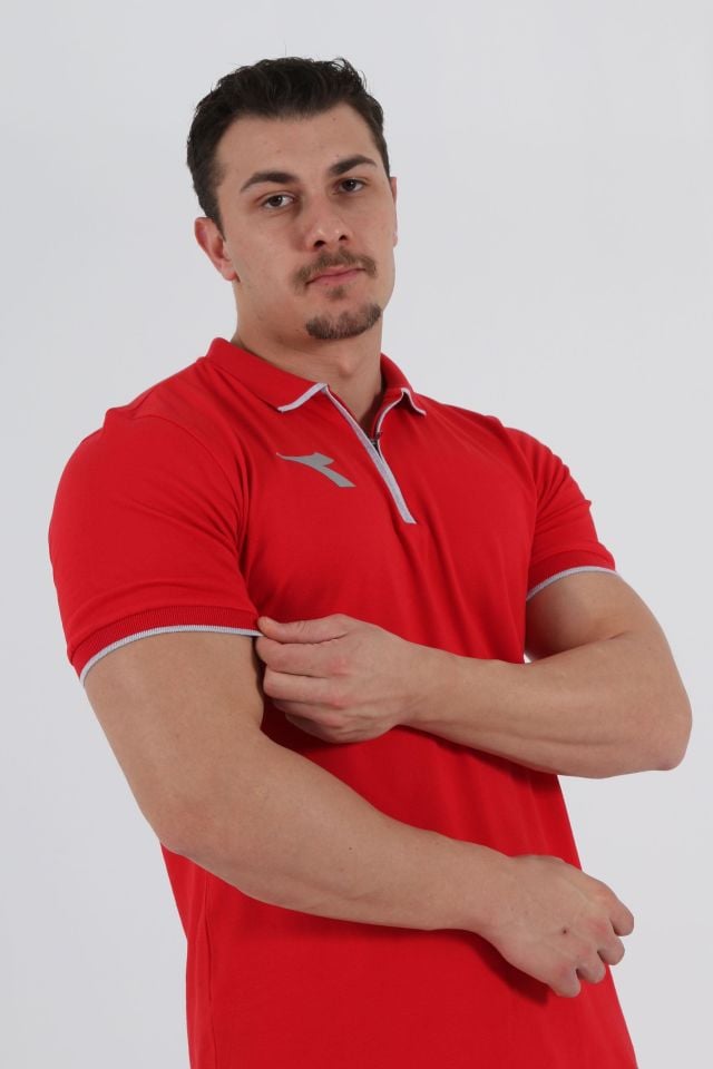 Satürn Pamuklu Kamp Tişört Kırmızı