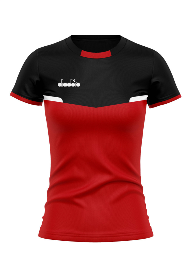Diadora Aris Kadın T-Shirt Siyah Kırmızı