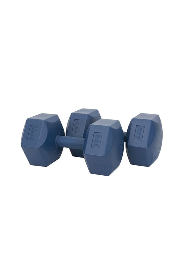 Plastik Köşeli Dambıl Set - 2x8 Kg Mavi