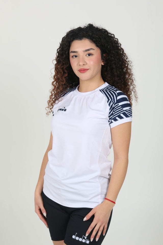 Bahia Kadın Tişört Beyaz Lacivert
