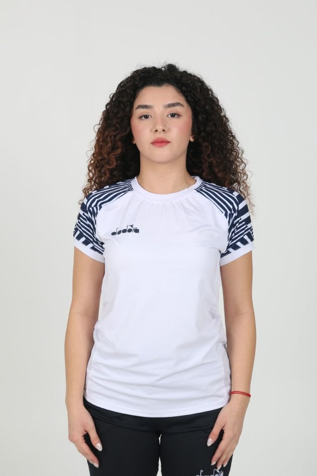 Bahia Kadın Tişört Beyaz Lacivert