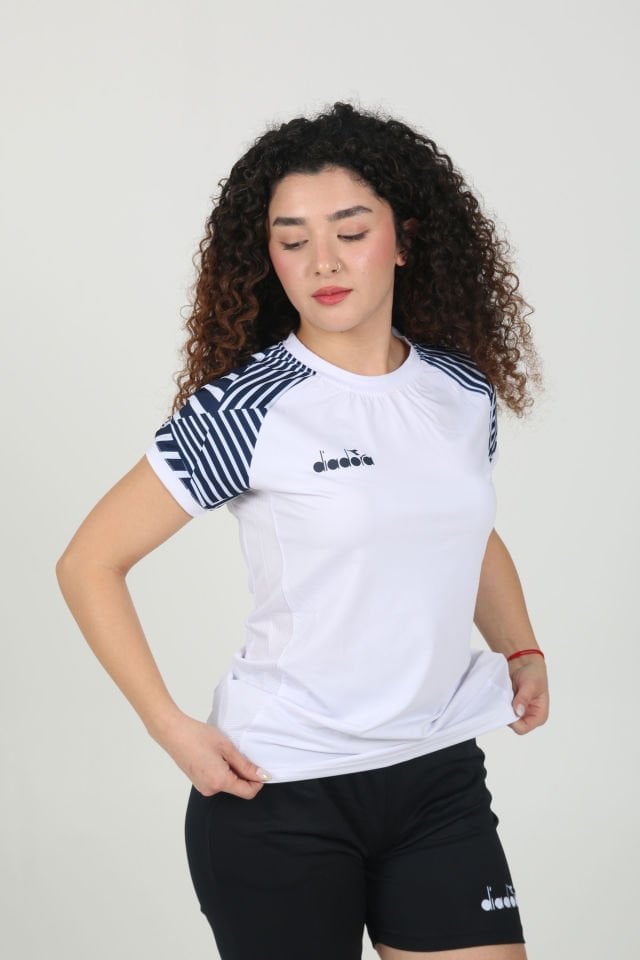 Bahia Kadın Tişört Beyaz Lacivert