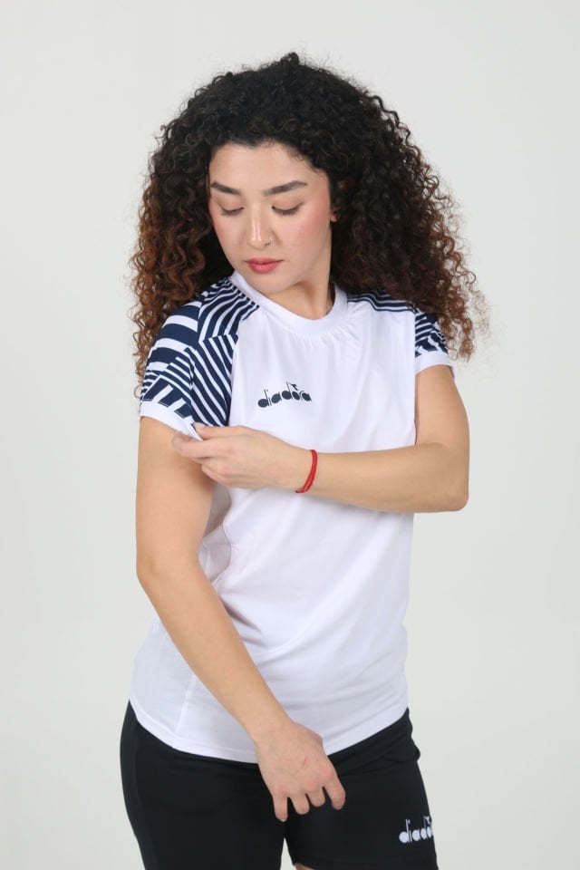 Bahia Kadın Tişört Beyaz Lacivert