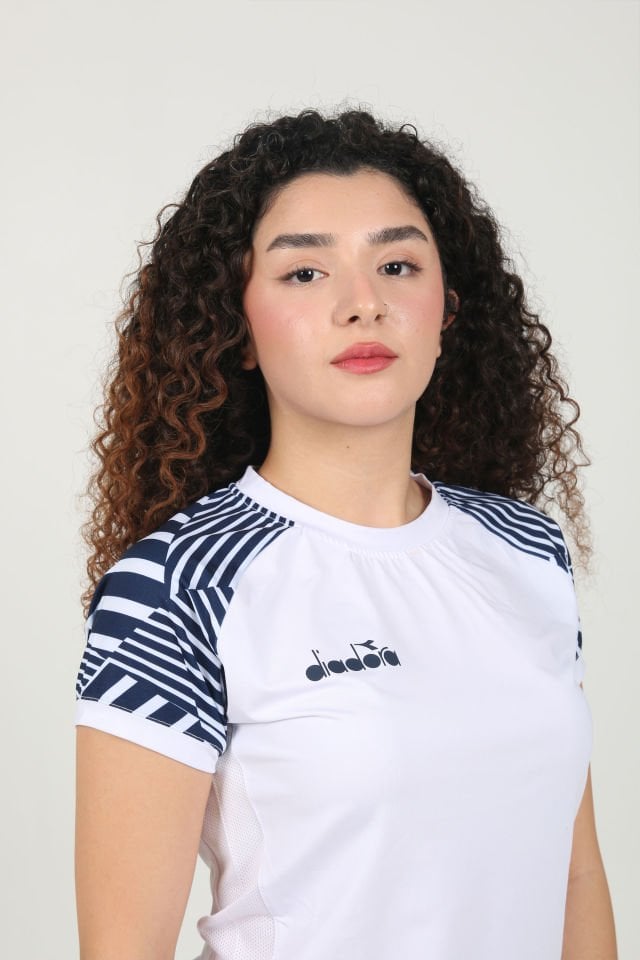 Bahia Kadın Tişört Beyaz Lacivert