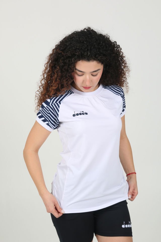 Bahia Kadın Tişört Beyaz Lacivert