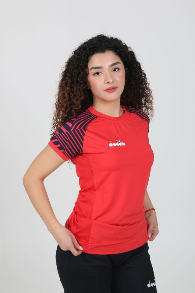 Bahia Kadın Tişört Kırmızı Lacivert