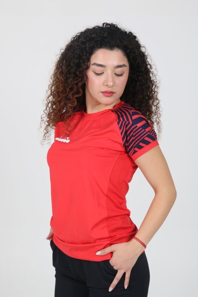 Bahia Kadın Tişört Kırmızı Lacivert