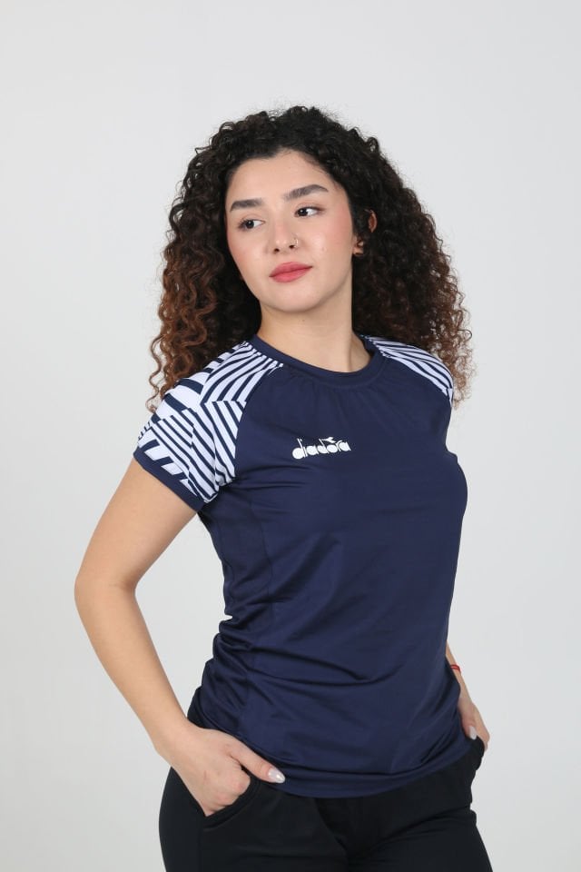 Bahia Kadın Tişört Lacivert Beyaz