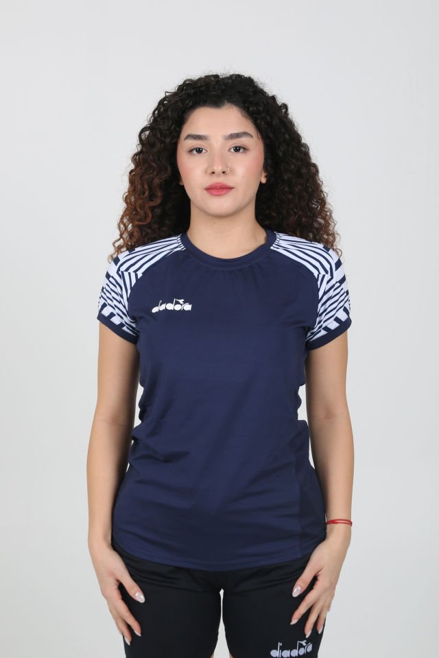 Bahia Kadın Tişört Lacivert Beyaz