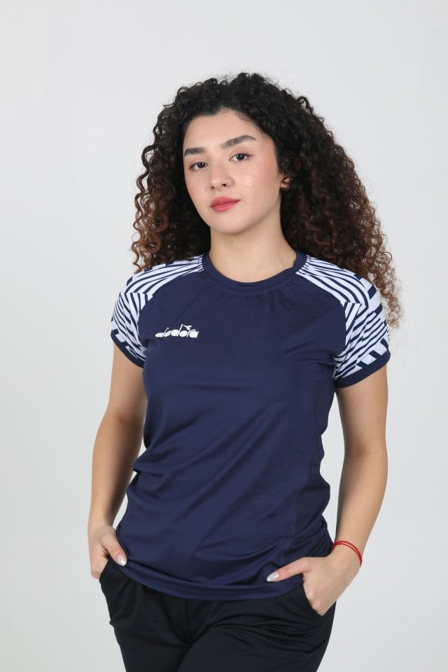 Bahia Kadın Tişört Lacivert Beyaz
