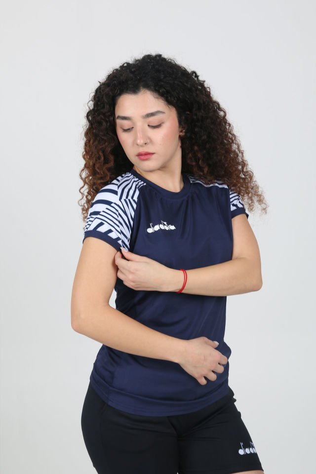 Bahia Kadın Tişört Lacivert Beyaz