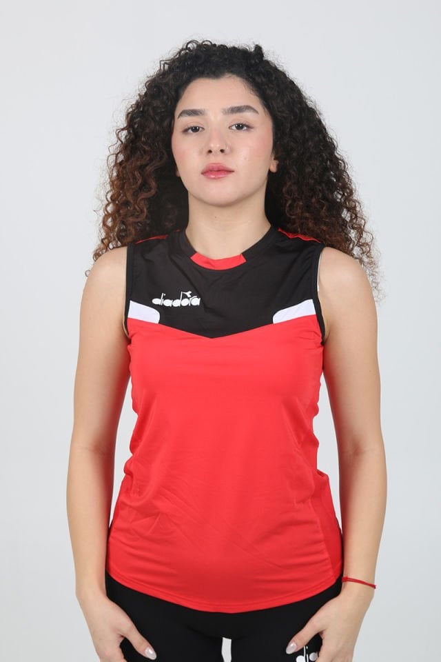 Elens Kadın Voleybol Forma Kırmızı Siyah