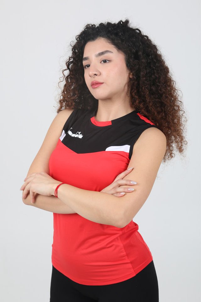 Elens Kadın Voleybol Forma Kırmızı Siyah