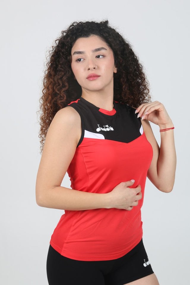 Elens Kadın Voleybol Forma Kırmızı Siyah