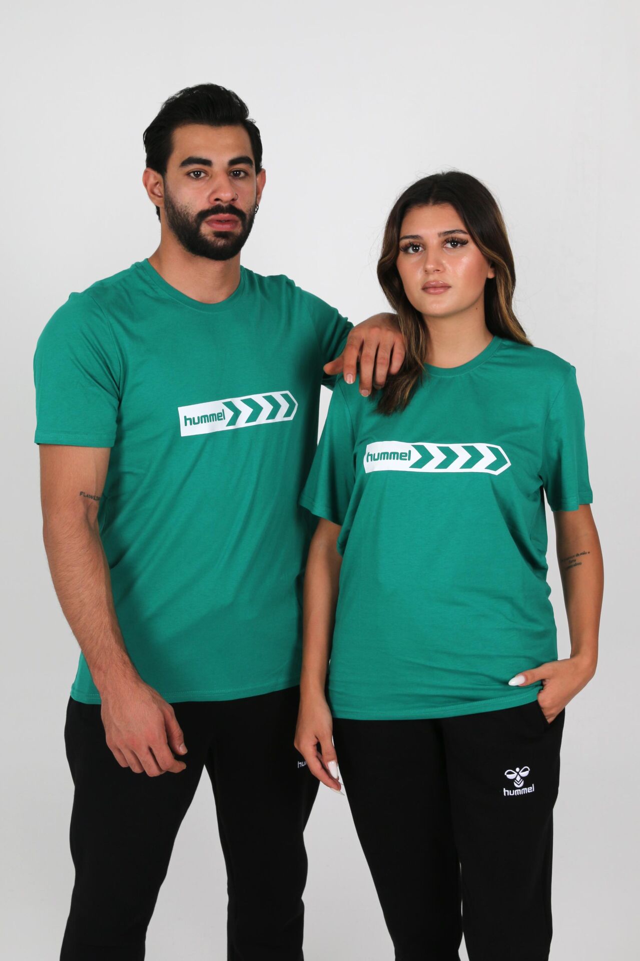 Hummel Armin Pamuklu Antrenman Tişört Yeşil Baskılı