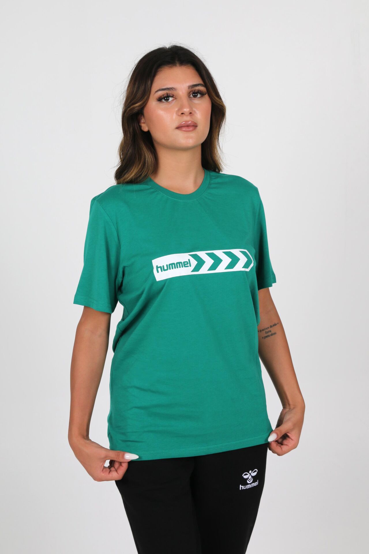 Hummel Armin Pamuklu Antrenman Tişört Yeşil Baskılı