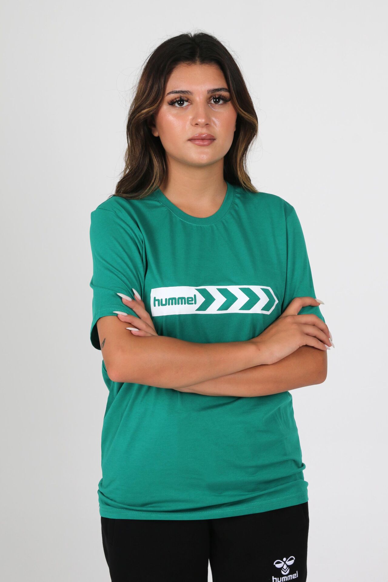 Hummel Armin Pamuklu Antrenman Tişört Yeşil Baskılı