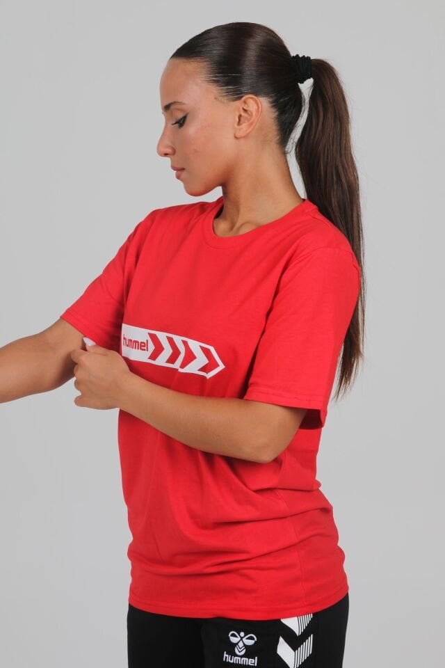 Hummel Armin Pamuklu Antrenman Tişört Kırmızı Baskılı
