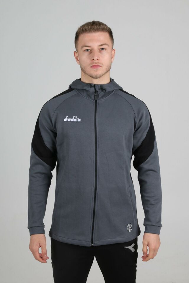 Satürn Kapüşonlu Pamuklu Sweatshirt Antrasit