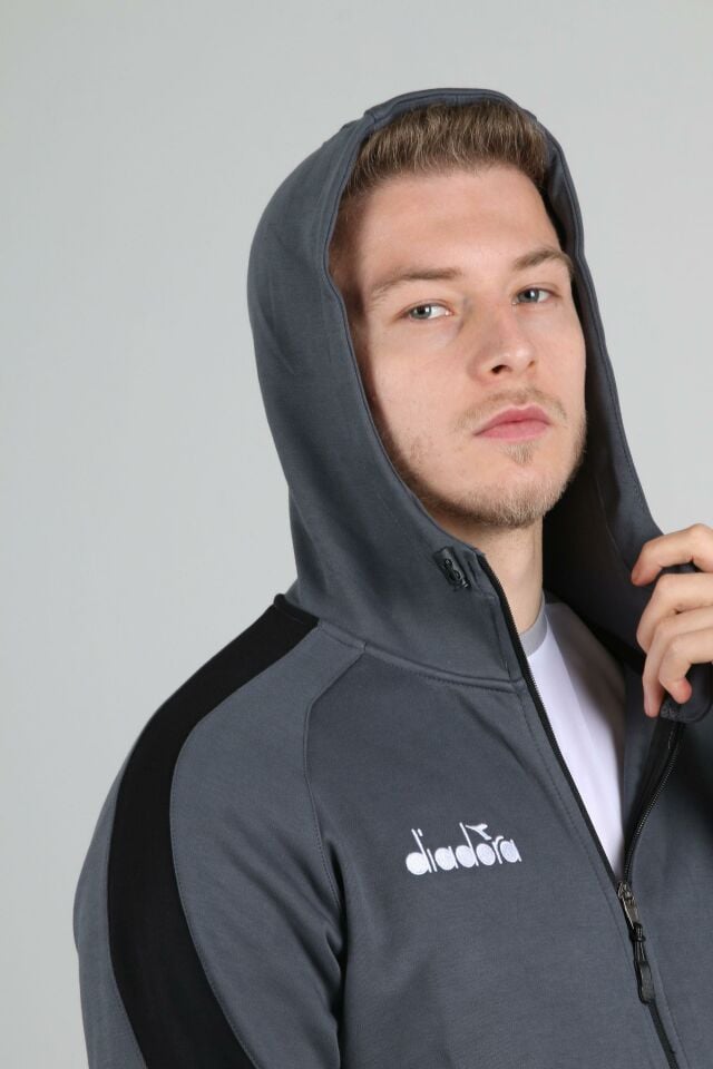 Satürn Kapüşonlu Pamuklu Sweatshirt Antrasit
