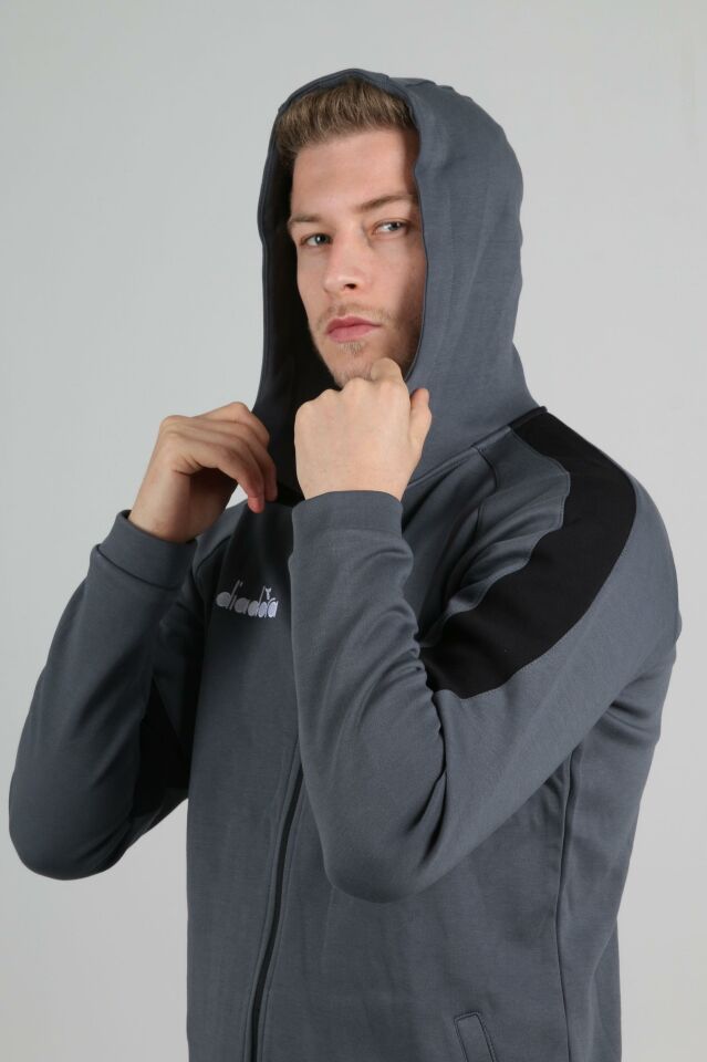 Satürn Kapüşonlu Pamuklu Sweatshirt Antrasit