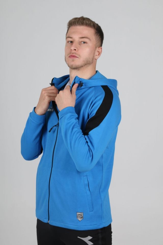 Satürn Kapüşonlu Pamuklu Sweatshirt Saks Mavi