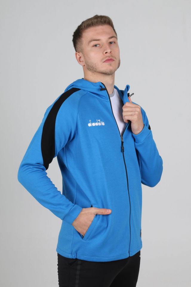 Satürn Kapüşonlu Pamuklu Sweatshirt Saks Mavi