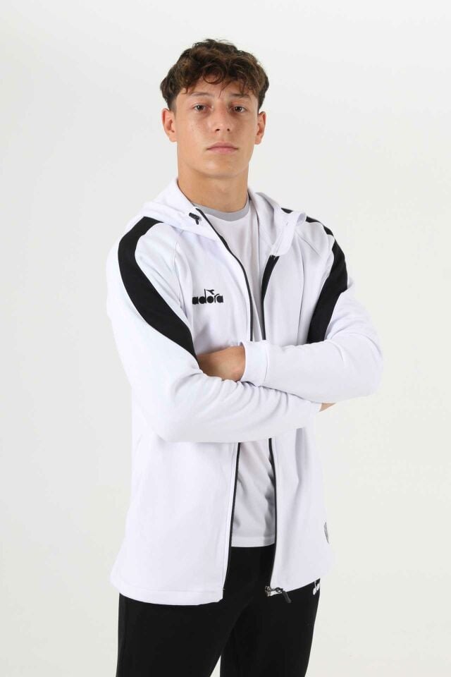 Satürn Kapüşonlu Pamuklu Sweatshirt Beyaz