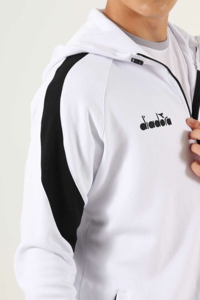 Satürn Kapüşonlu Pamuklu Sweatshirt Beyaz