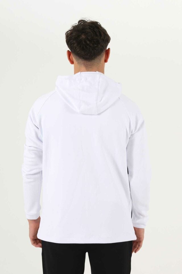 Satürn Kapüşonlu Pamuklu Sweatshirt Beyaz