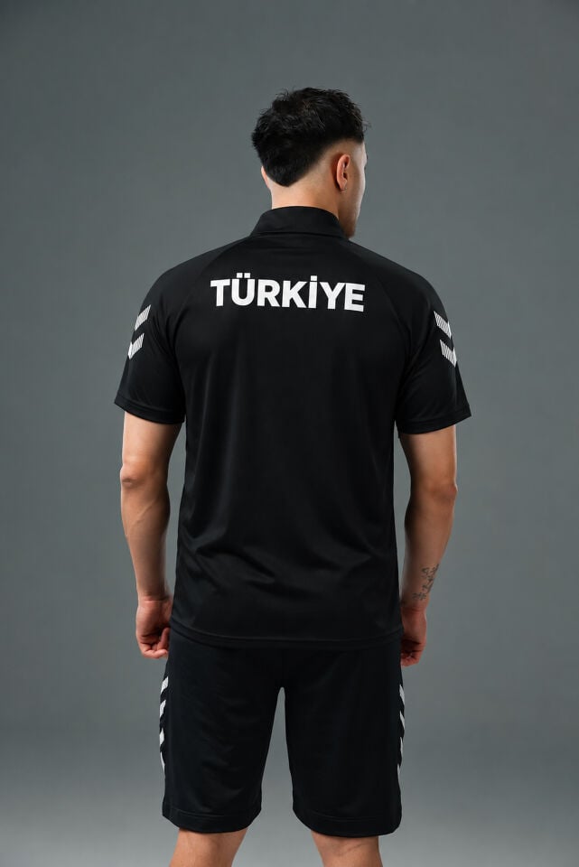 Armin Milli Takım Bebe Yaka Pamuklu Tişört Siyah