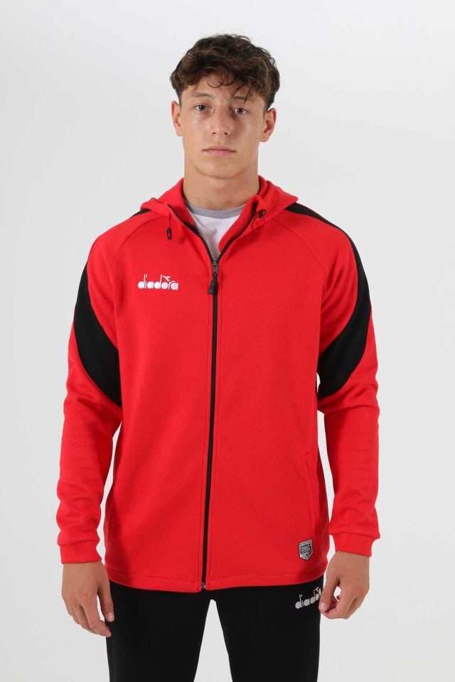 Satürn Kapüşonlu Pamuklu Sweatshirt Kırmızı