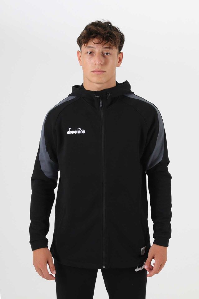 Satürn Kapüşonlu Pamuklu Sweatshirt Siyah