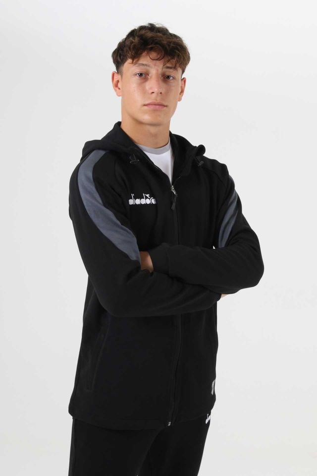 Satürn Kapüşonlu Pamuklu Sweatshirt Siyah