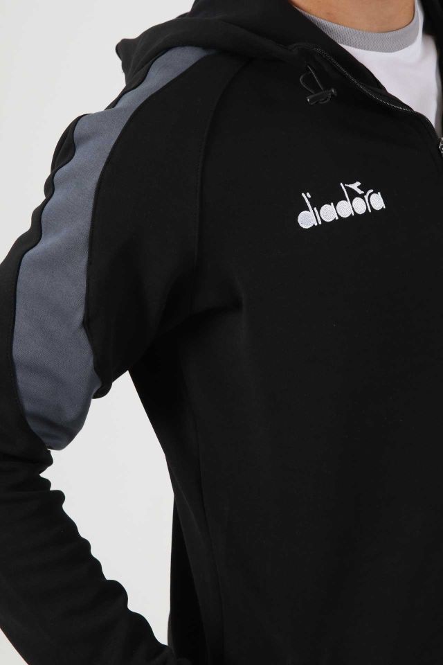 Satürn Kapüşonlu Pamuklu Sweatshirt Siyah